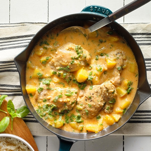 mango-chicken-thighs-with-basil-coconut-sauce-recipe